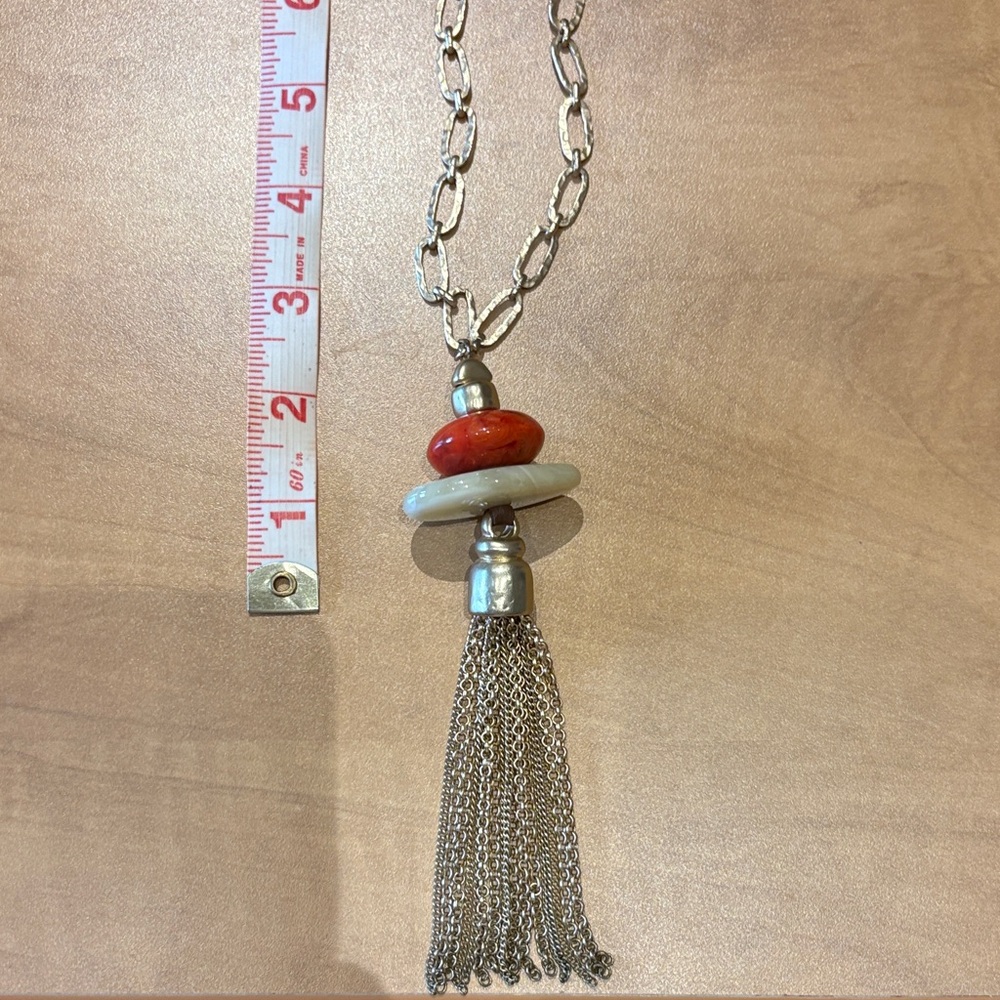 Chico's Gold Necklace with Salmon and Cream Accents